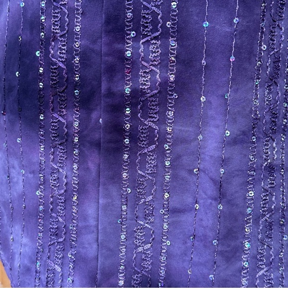 DRESSBARN Purple Summer High Low Sleeveless Sequin Embellished V-Neck Tank Sz L - Picture 6 of 15